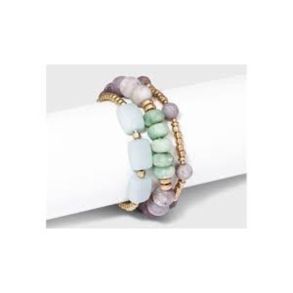 Universal Thread Womens Multicolor Sunstone Stretch Multi-Strand Bracelet Set